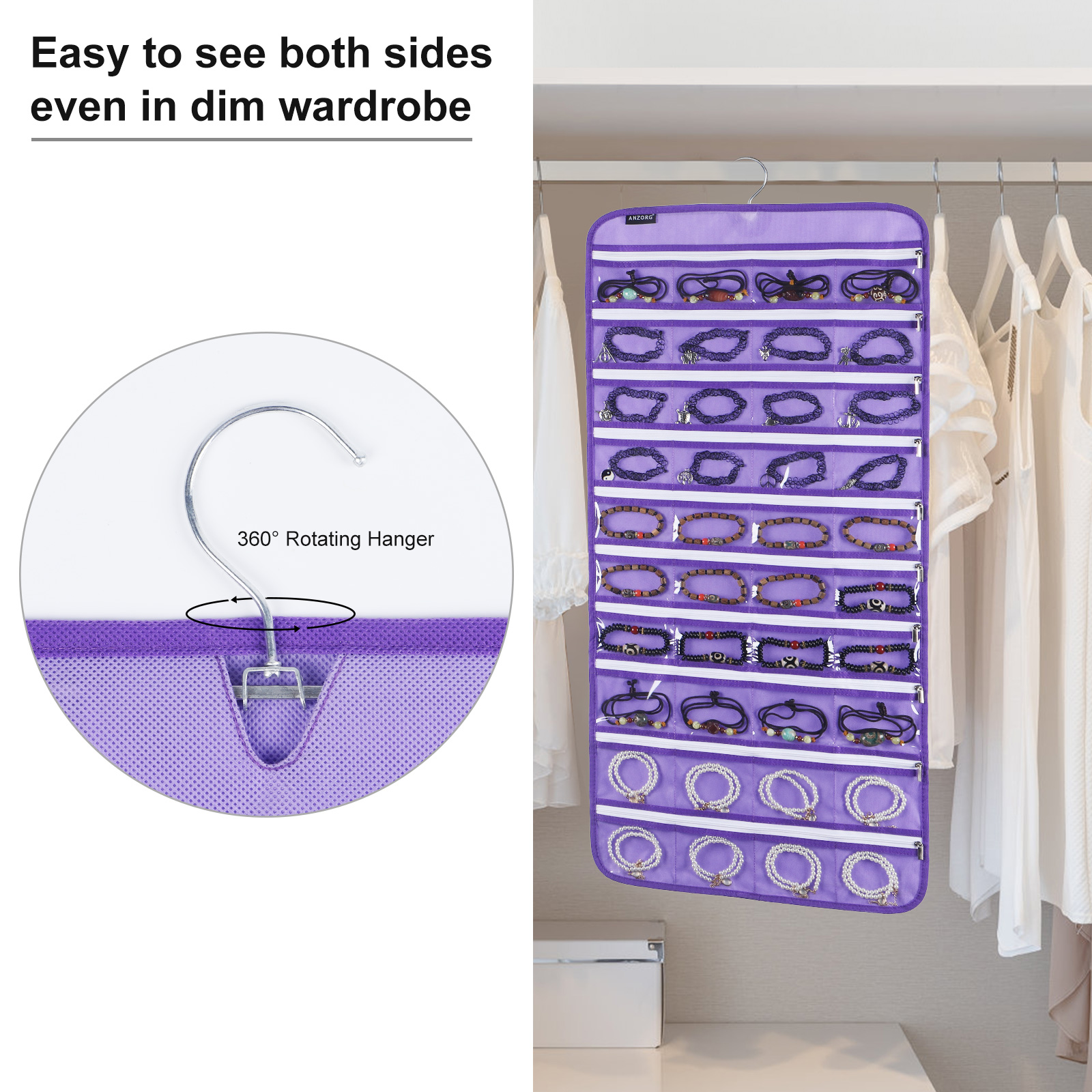 Hanging Jewelry Organizer with Zippered Pockets Buy closet hanging jewelry organizers, door