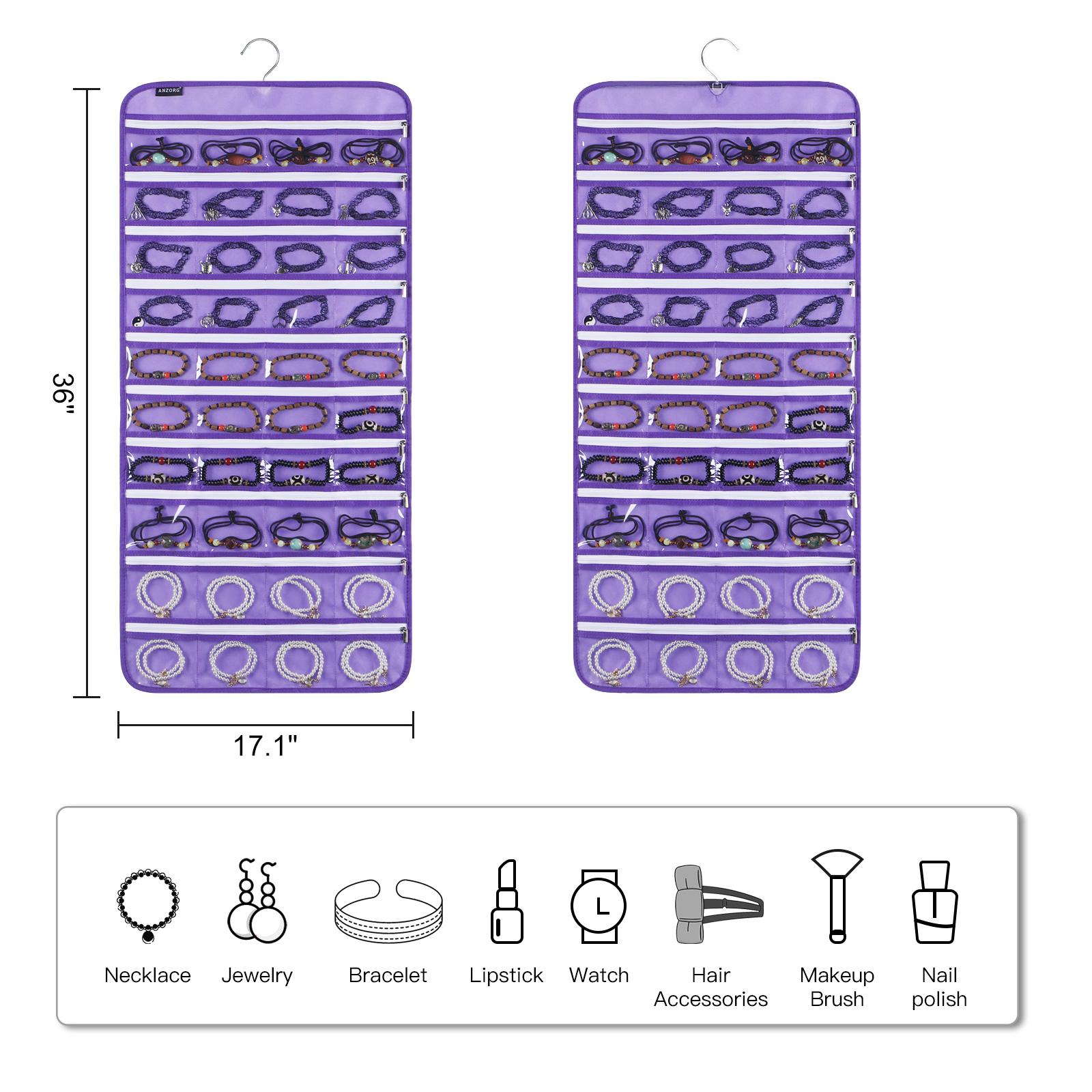 Hanging Jewelry Organizer with Zippered Pockets Buy closet hanging